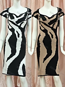 Wholesale Women's Casual Notched Neck Short Sleeve Abstract Print Dress, LIUHUA CLOTHING WHOLESALE