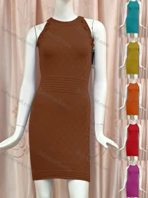 Wholesale Women's Casual Crew Neck Sleeveless Striped Plain Dress, LIUHUA CLOTHING WHOLESALE