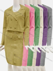 Wholesale Women's Elegant Crop Jacket Plain 2-Piece Set 106#, LIUHUA CLOTHING WHOLESALE