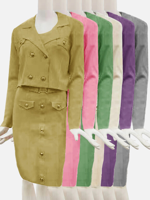 Women's Elegant Crop Jacket Plain 2-Piece Set 106#, Clothing Wholesale Market -LIUHUA, WOMEN, Sets