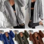 Wholesale Women's Plain Loose Fit Drop Shoulder Dual Pockets Long Sleeve Knitted Cardigan preview