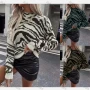 Wholesale Women's Mock Neck Zebra Print Pullover Sweater preview