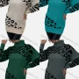 Wholesale Women's High Neck Drop Shoulder Tiger & Leopard Print Mid Length Pullover Sweater preview