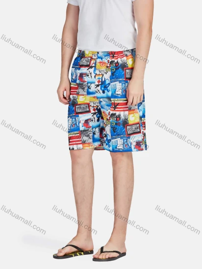 Wholesale Men's Casual Vacation Allover Print Elastic Waist Swim Shorts