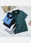 Wholesale Men's Casual Abstract Print Contrast Color Short Sleeve Polo Shirt - Liuhuamall