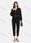 Wholesale Women's V Neck Lantern Sleeve Zipper Slim Waist Plain Casual Jumpsuit 2213# - Liuhuamall