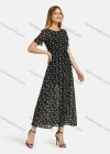 Wholesale Women's Casual Round Neck Floral Print Keyhole Back Elastic Waist Short Sleeve Maxi Dress - Liuhuamall