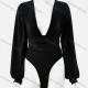 Wholesale Women's Sexy Plain Deep V Neck Long Sleeve Jumpsuit Black Clothing Wholesale Market Liuhua