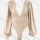 Wholesale Women's Sexy Plain Deep V Neck Long Sleeve Jumpsuit Ivory Clothing Wholesale Market Liuhua