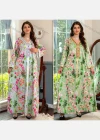 Wholesale Women's Elegant Muslim Islamic Splicing Embroidered Floral Maxi Dress With Scarf AB270# - Liuhuamall