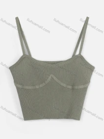 Wholesale Women's Casual Spaghetti Strap Rib-knit Crop Cami Top, LIUHUA CLOTHING WHOLESALE