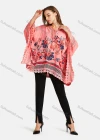 Wholesale Woman's Casual Tie Front Hollow Out  Round Neck Poncho Floral Print Tunic - Liuhuamall