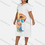 Wholesale Women's Casual Abstract Print Short Sleeve Ruffle Hem Midi Tee Dress preview