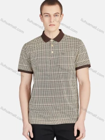 Wholesale Men's Short Sleeve Slim Fit Gingham Splicing Patch Pocket Casual Polo Shirt, LIUHUA CLOTHING WHOLESALE