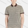 Wholesale Men's Short Sleeve Slim Fit Gingham Splicing Patch Pocket Casual Polo Shirt preview
