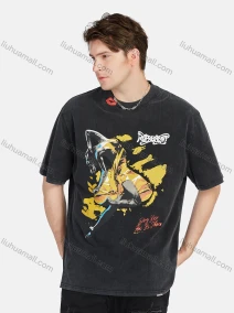 Wholesale Men's Loose Fit Round Neck Short Sleeve Graphic Letter Hip Hop T-shirt, LIUHUA CLOTHING WHOLESALE