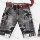 Wholesale Boy's Casual Letter Graphic Labeled Denim Shorts With Belt 6708# 2# Clothing Wholesale Market Liuhua