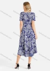 Wholesale Women's Round Neck Short Sleeve Allover Floral Print A-Line Midi Dress - Liuhuamall