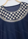 Wholesale Women's Plus Size Casual Half Sleeve Crew Neck Embroidery Denim Midi Dress - Liuhuamall