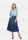 Wholesale Women's Ombre Comfy Elastic Closure Swiss Dot Print Midi Denim Skirt - Liuhuamall