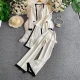 Wholesale Women's Elegant Contrast Trim Button Front Cardigan Cami Wide Leg Pants 3 Piece Set #2292 White Clothing Wholesale Market Liuhua