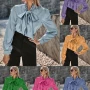 Wholesale Women's Elegant Satin Tie Neck Long Sleeve Plain Casual Blouse AY066# preview