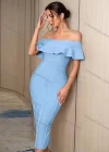 Wholesale Women's Elegant Plian Off Shoulder Tiered Midi Dress - Liuhuamall