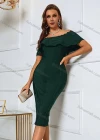 Wholesale Women's Elegant Plian Off Shoulder Tiered Midi Dress - Liuhuamall