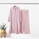 Women's Islamic Muslim Long Sleeve Button Down Shirt Dress 2 Piece Set Pink Clothing Wholesale Market -LIUHUA