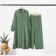 Women's Islamic Muslim Long Sleeve Button Down Shirt Dress 2 Piece Set Green Clothing Wholesale Market -LIUHUA