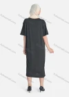 Wholesale Women's Casual Plain Crew Neck Split Side Dress Without Hijab - Liuhuamall