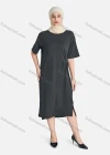 Wholesale Women's Casual Plain Crew Neck Split Side Dress Without Hijab - Liuhuamall