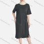 Wholesale Women's Casual Plain Crew Neck Split Side Dress Without Hijab preview