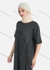 Wholesale Women's Casual Plain Crew Neck Split Side Dress Without Hijab - Liuhuamall