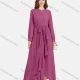 Wholesale Women's Chiffon Plain Long Sleeve Ruffle Wrap Hem Maxi Dress With Belt 2# Clothing Wholesale Market Liuhua