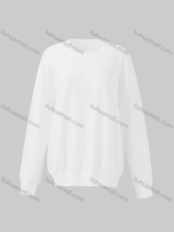 Wholesale Women's Casual Plain Crew Neck Long Sleeve Sweatshirt