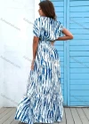 Wholesale Women's Casual Tie Dye Cap Sleeve Ruffle Hem Drawstring Floor Length Dress - Liuhuamall