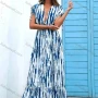 Wholesale Women's Casual Tie Dye Cap Sleeve Ruffle Hem Drawstring Floor Length Dress preview