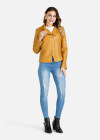 Wholesale Women's Casual Lapel Long Sleeve Zipper Slim Fit PU Leather Jacket With Zipper Pockets - Liuhuamall