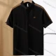 Wholesale Men's Casual Plain Embroidery Colorblock Short Sleeve Button Front Polo Shirt E95095# Black Clothing Wholesale Market Liuhua