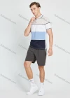 Wholesale Men's Casual Colorblock Striped Print Short Sleeve Polo Shirt - Liuhuamall