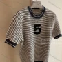 Wholesale Women's Casual Striped Round Neck Short Sleeve Knit Sweater Tops 8063# preview
