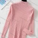 Wholesale Women's Casual High Neck Long Sleeve Ribbed Slim Fit Knit Sweater 8804# Pink Clothing Wholesale Market Liuhua