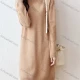 Wholesale Women's Casual Mock Neck Plain Long Sleeve Knit Sweater Short Dress 8808# Camel Clothing Wholesale Market Liuhua