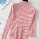 Wholesale Women's Casual High Neck Long Sleeve Ribbed Slim Fit Knit Sweater 9806# Pink Clothing Wholesale Market Liuhua