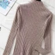 Wholesale Women's Casual High Neck Long Sleeve Ribbed Slim Fit Knit Sweater 9806# Pale Chestnut Clothing Wholesale Market Liuhua