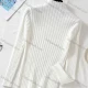 Wholesale Women's Casual High Neck Long Sleeve Ribbed Slim Fit Knit Sweater 9806# White Clothing Wholesale Market Liuhua