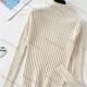 Wholesale Women's Casual High Neck Long Sleeve Ribbed Slim Fit Knit Sweater 9806# Beige Clothing Wholesale Market Liuhua
