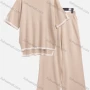 Wholesale Women's Elegant Plain Drop Shoulder Short Sleeve Layered Hem Knit Blouse & Pants 2 Pieces Set 2048# preview