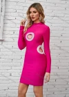 Wholesale Women's Fashion Mock Neck Pencil Hem Hollow Out Bodycon Short Dress - Liuhuamall